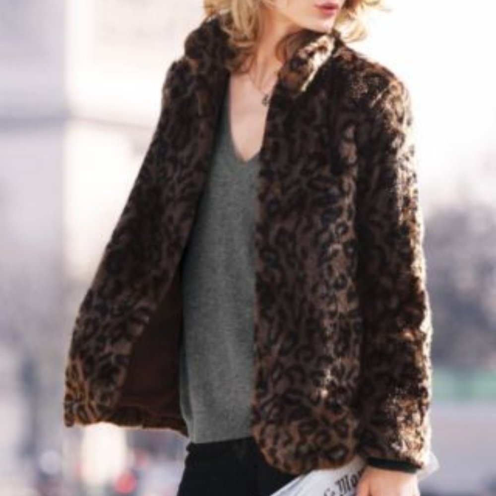 Tailored Faux Fur Leopard Jacket